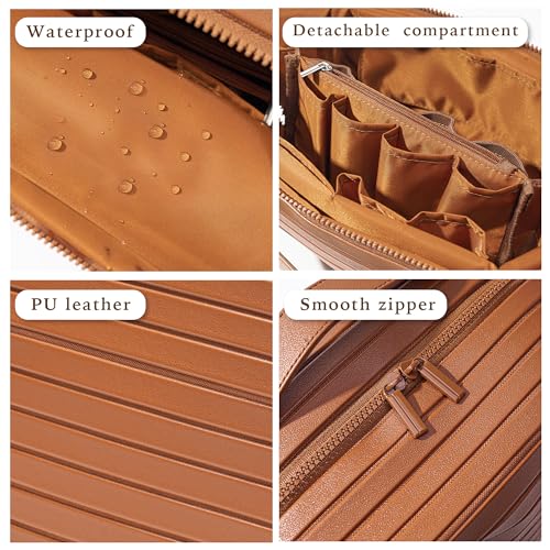 Minoisome Large Capacity Travel Makeup Bag with Adjustable Dividers