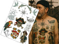 Pirate Sailor Fake Tattoos – A4 Sheet – Vintage Nautical Transfers