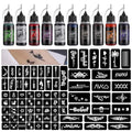 STIGMA Temporary Tattoo Kit - 10 Color Inks & 84 Stencils