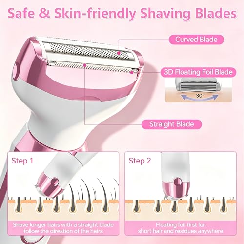 Women’s 5-in-1 Waterproof Electric Shaver for Face & Body - Painless Grooming Kit