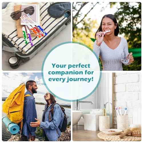 Navona 20 PCS Travel Toothbrush Set, Travel Size Toothbrush, Folding Mini Toothbrushes, Portable Individually Wrapped Bulk Toothbrushes, Medium Bristles for Camping, Hiking, School