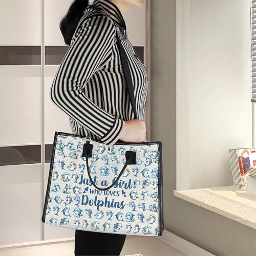 LEVLO Funny Dolphin Cosmetic Bag Animal Lover Gift Just A Girl Who Loves Dolphins Makeup Zipper Pouch Bag Dolphin Lover Gift For Women Girls (Dolphins LT)