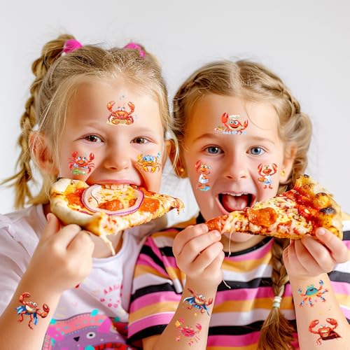 101+ Crab Temporary Tattoos ? Printable, Waterproof Fake Tattoos for Kids, Girls, Boys, Teens & Adults ? Ideal for Birthday Parties, Decorations (A)