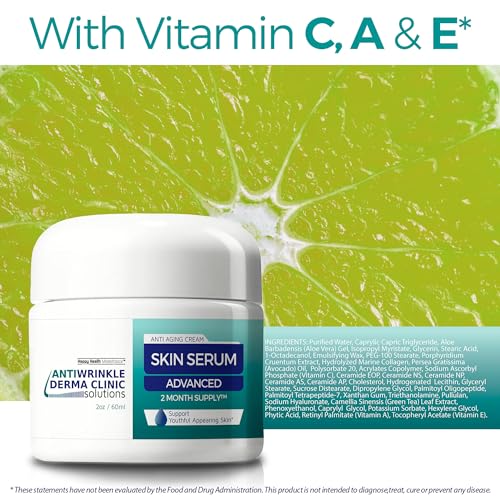 Anti Wrinkle Face Cream Derma Clinic Solutions Skin Serum - Our Best Anti Aging Cream - 2 Month Jar - Anti Aging Moisturizer Anti Wrinkle Serum - Our Top Anti Aging Skin Care Products - Anti Age Cream