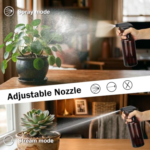 Hethyo 360° Glass Spray Bottle with Adjustable Nozzle - 16.9 oz, Brown