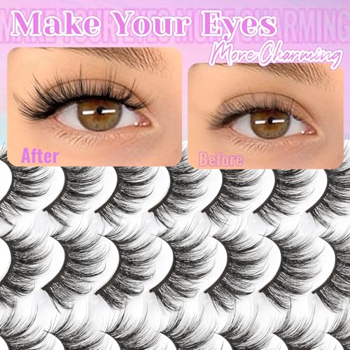 Losha Faux Mink Lashes 14 Pairs - Natural Fluffy False Eyelashes
