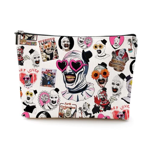 Scary Clown Cosmetic Bag Small Makeup Bag Horror Movie Lover Gifts for Women Girls Horror Film Lovers Fans Travel Toiletry Makeup Organizer Zipper Pouch