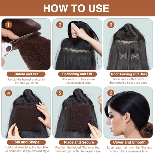 Hair Volume Sponge Padding for Updo Buns with 100 Bobby Pins
