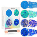 Blue Glitter Gel Set for Hair & Face - 4th of July Makeup