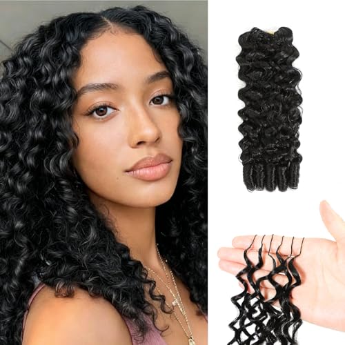 Burmese Curly Crochet Hair Extensions 12 Inch 60g 1B Black