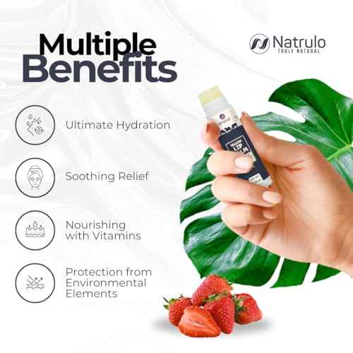 Beef Tallow Lip Balm ? Natural Tallow Beeswax Chapstick ? Hydrating Moisturizer Grass Fed Tallow Balm Care ? Soothes Chapped Dry Lips Sensitive Skin ? Long Lasting Vitamin Rich USA-Made, Strawberry