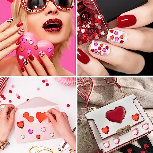 516 Self-Adhesive Heart Rhinestone Gems Assorted Sizes