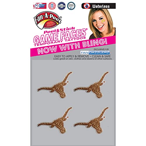 Texas Longhorns Glitter Temporary Face Tattoos - 4 Pack