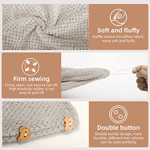 Microfiber Hair Towel Wraps - 3 Pack Fast Drying Turban