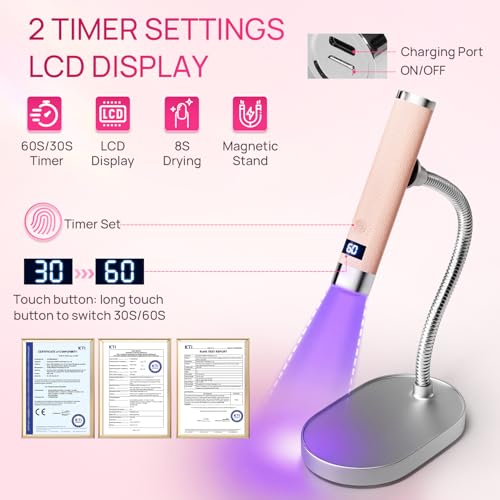Krofaue UV Nail Lamp Handheld with Auto-Sensor & Magnetic Head