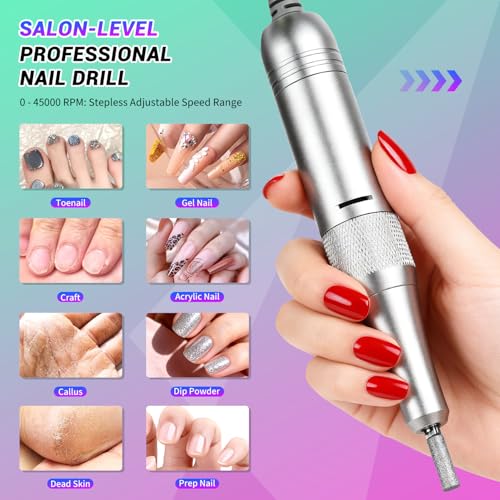 Professional Electric Nail Drill 45000RPM with 6 Bits & Bands