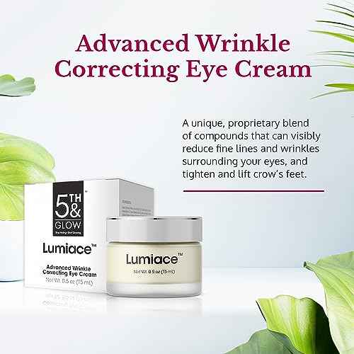5th & Glow Lumiace Eye Wrinkle Cream for Women, Eye Firming Cream for Sagging Skin and Crows Feet, Under Eye Cream for Puffiness and Bags, Reduces the Appearance of Fine Lines and Wrinkles, 0.5 oz