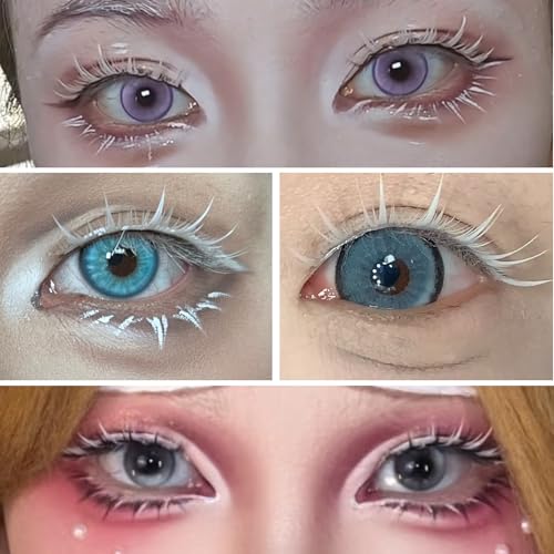White False Wispy Eyelash Anime Cosplay Spiky Eyelashes Japanese Style Makeup Manga Lashes for Halloween Cosplay Party Stage Masquerade (3 Pairs) (white)