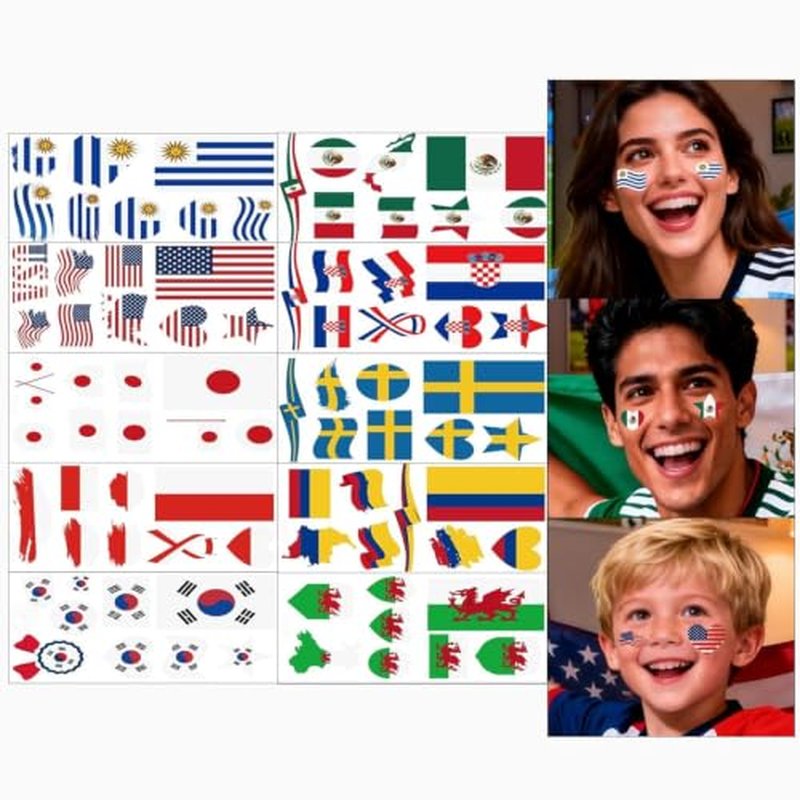 10 Sheets World Country Flag Temporary Tattoos – Waterproof Stickers
