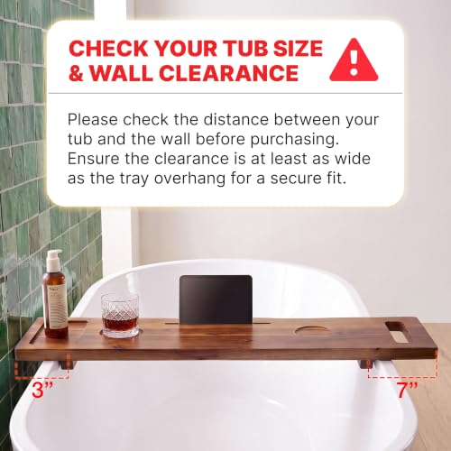 Tinamo 39" Acacia Wood Bathtub Tray with Phone Holder