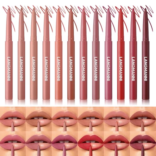 Matte Lip Liner Set - 12 Colors, Long-Lasting & Vegan