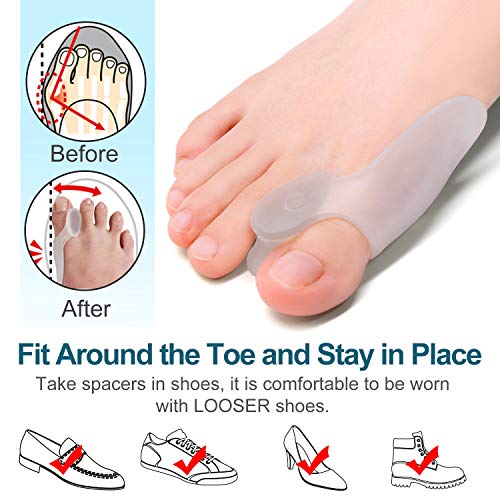 Povihome 8 Pack Bunion Cushions & Gel Toe Separators, 1/2" Thick, Clear