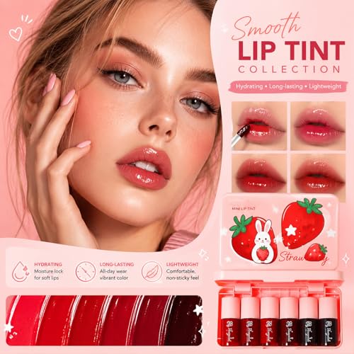 6-Color Lip Tint Stain Set, Waterproof Liquid Lipstick