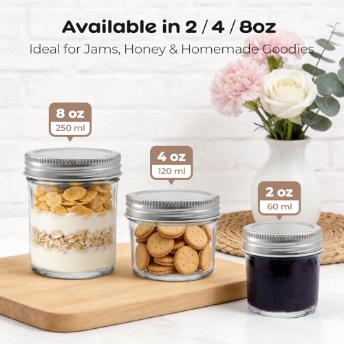 6 Pack 2oz Mini Mason Jars with Airtight Lids