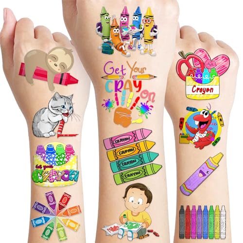 94 PCS Crayon Temporary Tattoos - Back to School Party Favors