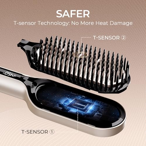 TYMO Ionic Hair Straightener Brush with 16 Temp Settings