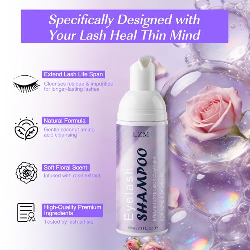 LZM Lash Shampoo Kit - Eyelash Extension Cleaner with Tools