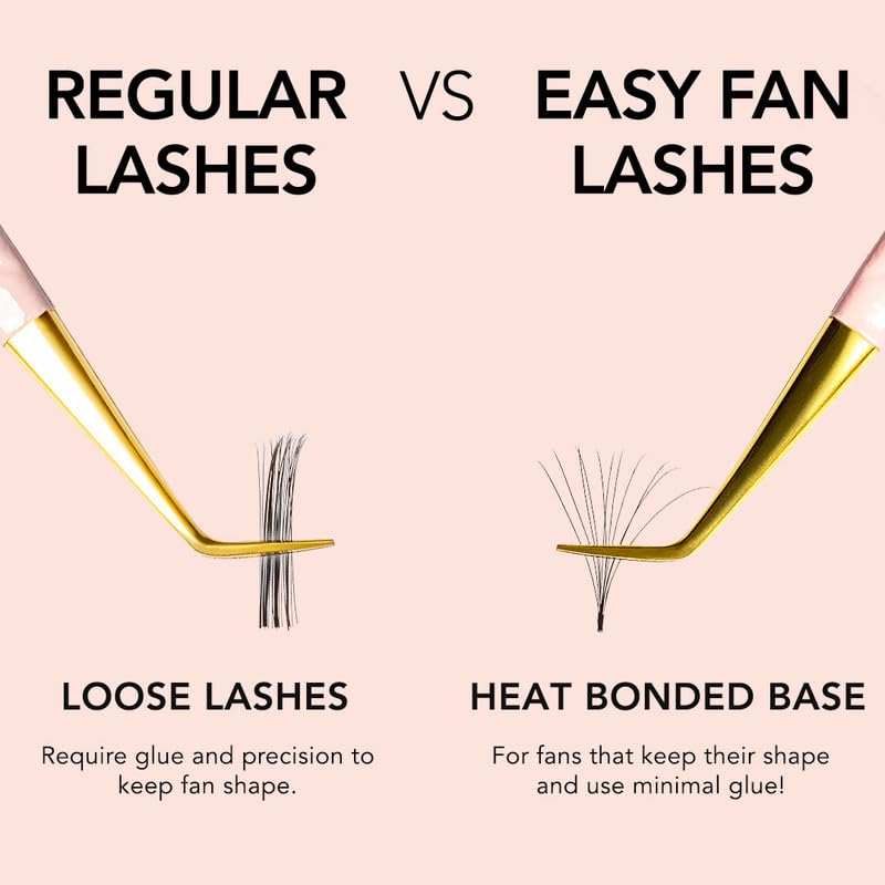 KIARA SKY LASH Premium Cashmere Easy Fan Lash Extensions | Soft Semi-matte natural finish | Fans like Butter | For Professional Eyelash Extensions Use Only | Black, (C-0.05-8MM)