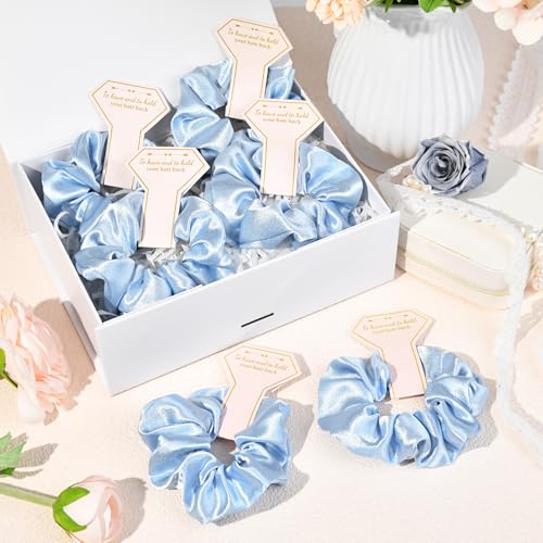 Blue Silk Satin Hair Accessories Set for Bridesmaids & Bridal Shower - 12 pcs