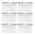 10x Silver Metal Hair Comb Clips - 15 Teeth Wedding Veil Combs