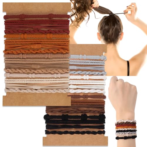 DIYDEC 32PCS Boho Hair Bracelets for Women Elastic Bracelets Hair Ties No Damage Hair Bands for Girls Thick Thin Long Curly Hair Accessories(A Style)