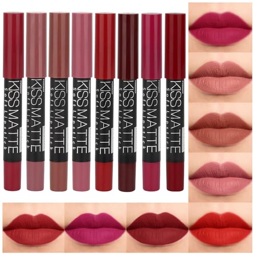 8Pcs Matte Lipstick Set - Velvet Crayon Lip Color Collection
