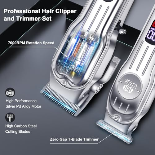 CIICII Men's Hair Clippers Set Cordless Barber Kit with Trimmer & Shaver
