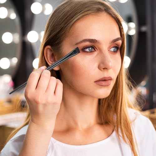 9 Pcs Angled Eyeliner and Eyebrow Brush Set - Flat Tint, Fine Slanted Applicator, Ultra Thin Makeup Brush for Eyeshadow and Eyeliner