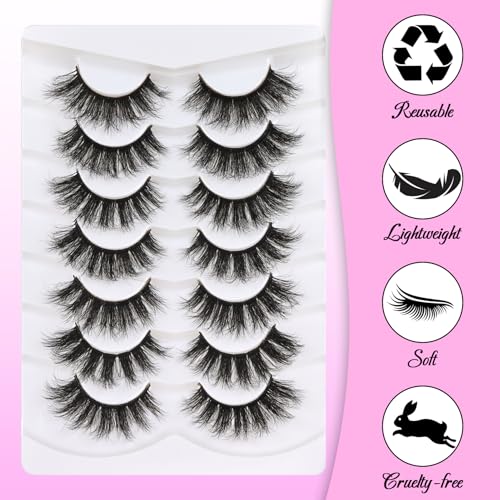 Losha Fluffy False Eyelashes 7 Pairs | 3D Faux Mink Lashes