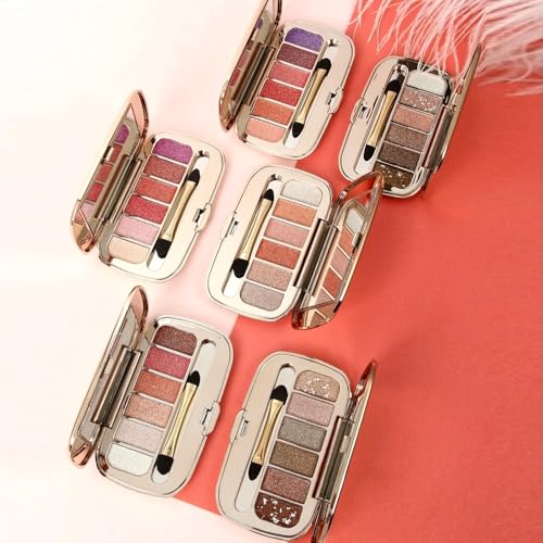 6-Color Glitter Eyeshadow Palette Eye Makeup ? High Pigment Shimmer Metallic Eye Shadow Palettes Eye Makeup For Older Women, Long-Lasting Blendable 05#