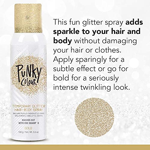 Punky Gold Glitter Spray for Hair & Body, 3.5 oz