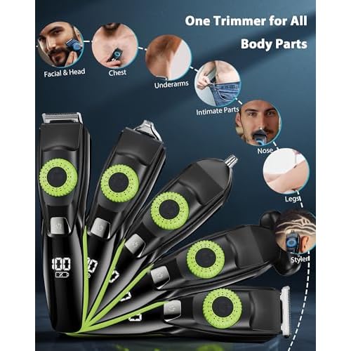 Beard Mustache Trimmer with 3 Attachments, 40 Adjustable Precisions, Waterproof, 240 Min Runtime - Personal Body Hair Trimmer for Men & Women Gift Choice