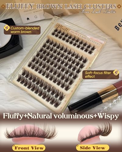 Brown Fluffy Lash Clusters 12-18MM D-Curly Extensions