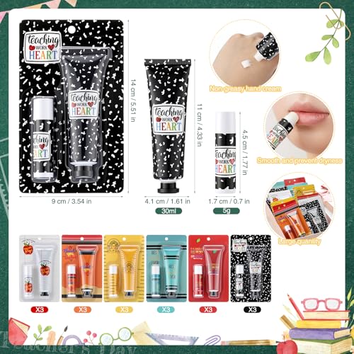 Loopeer 24 Sets Teacher Appreciation Gifts Bulk Hand Cream Lip Balm Set Thank You Gift Travel Size Hand Lotion Moisturizing Lotion Set for Teacher Appreciaton Week Graduation Staff Coworkers