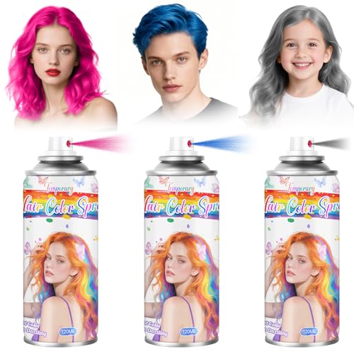 Temporary Hair Dye Spray in Blue, Pink & Gray - Easy Wash Out