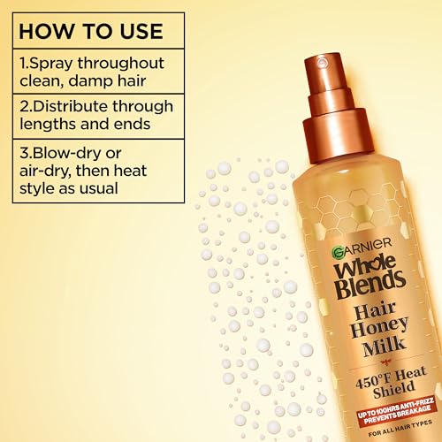 Garnier Whole Blends Honey Milk Heat Protectant Spray 8.5 Oz 2 Pack