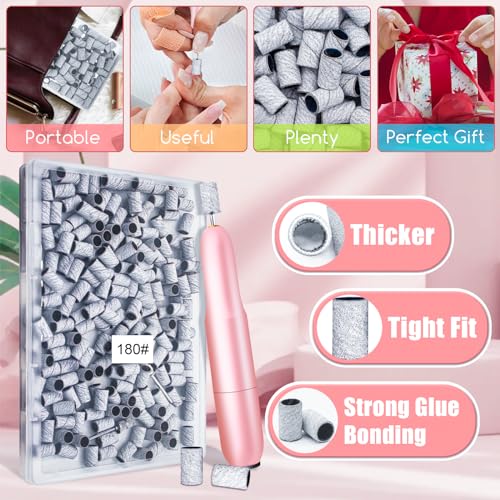 200 Pcs 180 Grit Zebra Sanding Bands for Nail Drill & Bit Set