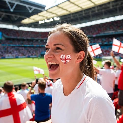 England Flag Temporary Tattoos for Game Day & Parties - 22 Sheets
