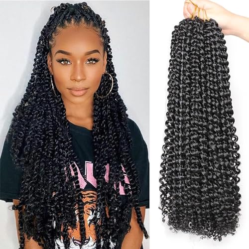 Xtrend 24 Inch Ombre Passion Twist Crochet Hair For Black Women 7 Packs Water Wave Crochet Hair For Butterfly Locs Bohemian Curly Synthenic Braiding Hair Extension(18 Strands/Pack,T27#)