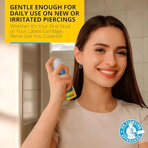 Dr. Piercing Aftercare ? Piercing Aftercare Sterile Saline Spray - Sterile Saline Solution for Piercings - Ear Piercing Cleaner Saline Wash Spray - Nose, Ear, Belly & Piercing Bump ? 4.0 oz